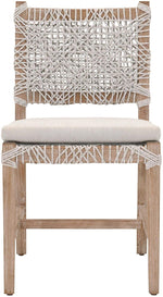 Benzara Intertwined Rope Design Dining Chair with Removable Seat Cushion, Set of 2, Gray