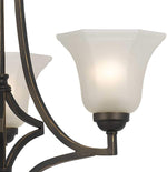 Benzara 3 Bulb Chandelier with Metal Frame and Smoked Glass Shade, Bronze