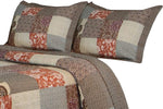Benzara Hayes Fabric 3 Piece Queen Quilt Set Medallion and Geometric Motif, Multicolor