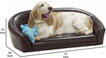 Benzara Cushioned Leatherette Dog Sofa Bed with Curved Backrest, Brown