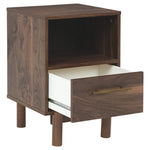 Benzara Single Drawer Wooden Nightstand with Grain Details, Brown