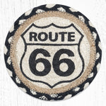 Route 66 Round Jute Coaster – Large Rustic Drink Mat by Earth Rugs