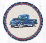 Earth Rugs Blue Truck Hand-Stenciled Round Jute Trivet – 10