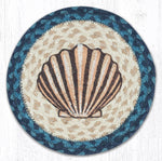 Scallop printed round trivet 10x10 inches on wooden table