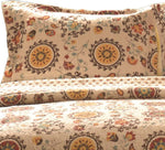 Benzara Elbe Fabric King Pillow Sham with Medallion and Floral Pattern, Beige and Brown