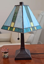 Amora Lighting AM354TL08 Tiffany Style Table Lamp Banker 14.5