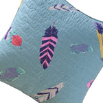 Benzara Neman 26 x 26 Cotton Euro Pillow Sham with Feather Print, Multicolor