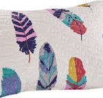Benzara Neman 36 x 20 Cotton King Pillow Sham with Feather Print, Multicolor