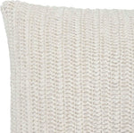Benzara BM228828 Square Fabric Throw Pillow with Hand Knit Details and Knife Edges, White