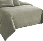 Benzara 6 Piece Queen Cotton Comforter Cover Set with Cross Woven Texture, Green