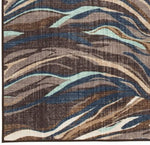 Benzara Machine Made Fabric Rug with Wave Design Pattern, Medium, Blue and Brown