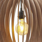 Benzara 60 Watt Caged Dome Shape Wooden Ceiling Pendant, Walnut Brown