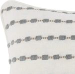 Benzara Embroidered Square Fabric Throw Pillow, White and Gray