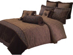 Benzara 9 Piece Queen Polyester Comforter Set with Paisley Pattern Design, Brown