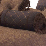 Benzara 9 Piece Queen Polyester Comforter Set with Paisley Pattern Design, Brown