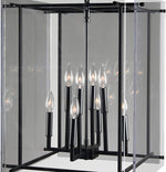 Benzara 9 Light Iron and Acrylic Geometric Chandelier, Black