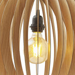 Benzara 60 Watt Caged Dome Shape Wooden Ceiling Pendant, Oak Brown