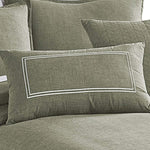 Benzara 6 Piece Queen Cotton Comforter Cover Set with Cross Woven Texture, Green