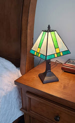Amora Lighting AM354TL08 Tiffany Style Table Lamp Banker Mission 14.5