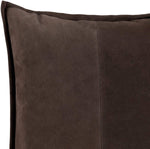 Benzara Square Leatherette Throw Pillow with Flanged Edges, Cocoa Brown