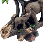 Benzara Polyresin Frame Wall Clock with Elephant Accent, Brown and Green