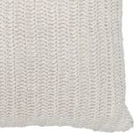 Benzara BM228828 Square Fabric Throw Pillow with Hand Knit Details and Knife Edges, White