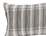 Benzara Rectangular Fabric Throw Pillow with Plaid Pattern, Gray