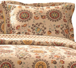 Benzara Elbe Fabric King Pillow Sham with Medallion and Floral Pattern, Beige and Brown