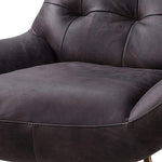 Benzara Leatherette Accent Chair with Tufted Backrest and Metal Base,Black and Gold