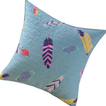 Benzara Neman 26 x 26 Cotton Euro Pillow Sham with Feather Print, Multicolor