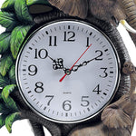 Benzara Polyresin Frame Wall Clock with Elephant Accent, Brown and Green