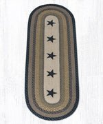 Primitive Black Star Runner Rug – Earth Rugs 2'x6' Braided Jute Accent