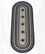 Primitive Black Stars Runner – Earth Rugs 2'x6' Oval Braided Jute Rug