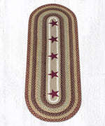 Primitive Burgundy Star Runner – Earth Rugs 2'x6' Braided Jute Oval Rug