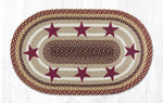 Primitive Oval Rug with Burgundy Stars – 27