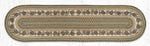 Rustic Pinecone and Needles Oval Jute Runner 2'x8' Cabin Hallway Rug