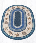 Earth Rugs Coastal Oval Rug 4'x6' – Hand-Stenciled Seashell Jute Design