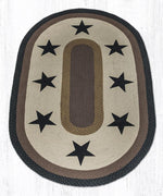 Americana Star Rug – 3'x5' Oval Wool Blend with Primitive Patch Design