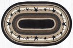 Farmhouse Oval Rug – 4'x6' Primitive Stars Design in Black and Natural Jute