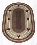 Earth Rugs 5x8 Oval Rug – Burgundy Stars Patch Tread for Rustic Country Decor