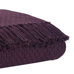 Benzara 60 x 50 Cotton Throw with Textured and Fringe Details, Set of 3, Purple