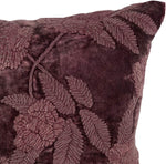Benzara Square Fabric Throw Pillow with Embroidery, Purple