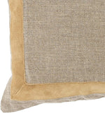 Benzara Fabric Throw Pillow with Suede Accents, Beige and Cream