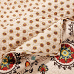Benzara Elbe 4 Piece Twin Quilt Set with Medallion and Floral Pattern, Beige and Brown