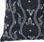 Benzara Square Fabric Throw Pillow with Medallion Pattern, Blue