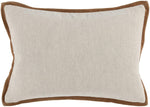 Benzara Rectangle Leatherette Throw Pillow with Flanged Edges, Brown
