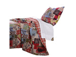 Benzara Finlay 2 Piece Twin Size Fabric Quilt Set with Wildlife Prints, Multicolor