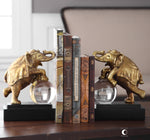 18580 Circus Act Gold Elephant Bookends, S/2