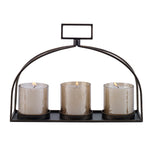 Decorative Candleholder Trio – Smoked Glass & Metal Moroccan Accent
