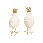 Sagebrook Home AR10431-07 Polyresin Birds with Crown, White, Set of 2